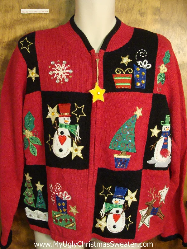 Christmas Handmade Gifts Cute Snowmen and Gifts and Pointy Trees Ugly Christmas Sweater
