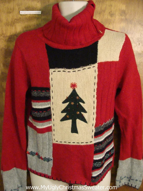 Christmas Beautiful Lights Cute Tneck Festive Red Xmas Sweater