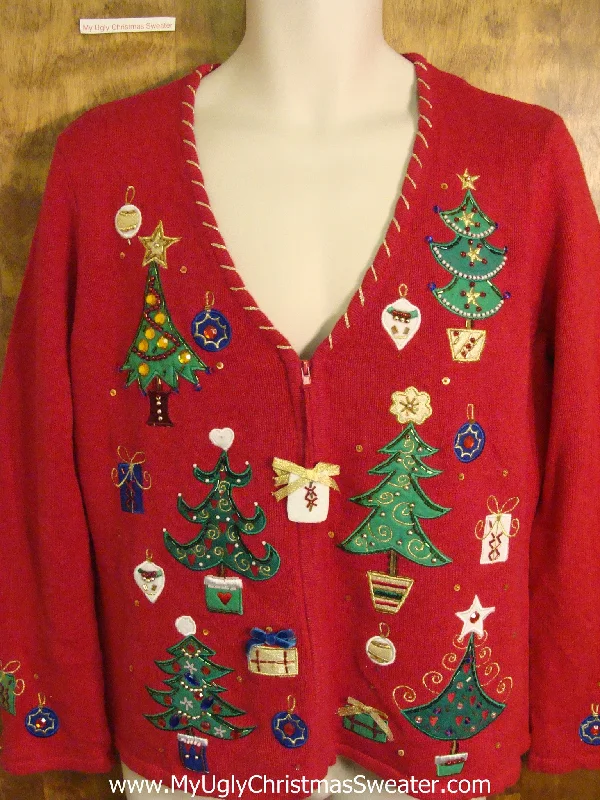 Christmas Gingerbread House Cute Xmas Sweater with Bling Trees