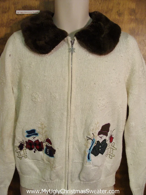 Christmas Tree Shopping Cute Xmas Sweater with Huge Fluffy Collar
