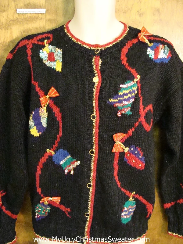 Christmas Handmade Decorations Cute Xmas Sweater with Ribbons and Ornaments