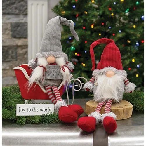 Christmas Gifts Dangle Leg Plush Mr./Mrs. Santa Gnome Set of 2