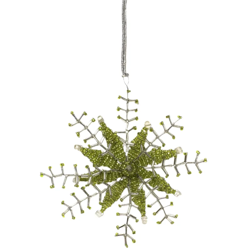 Christmas Starry Night Delicate Snowflake Ornament in Green