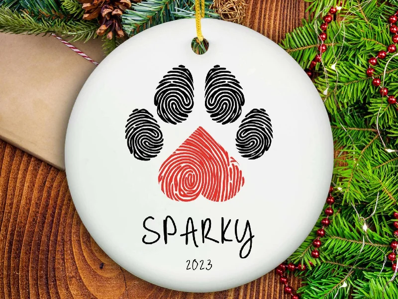 Christmas Holiday Songs Dog Paw Ornament - Ceramic