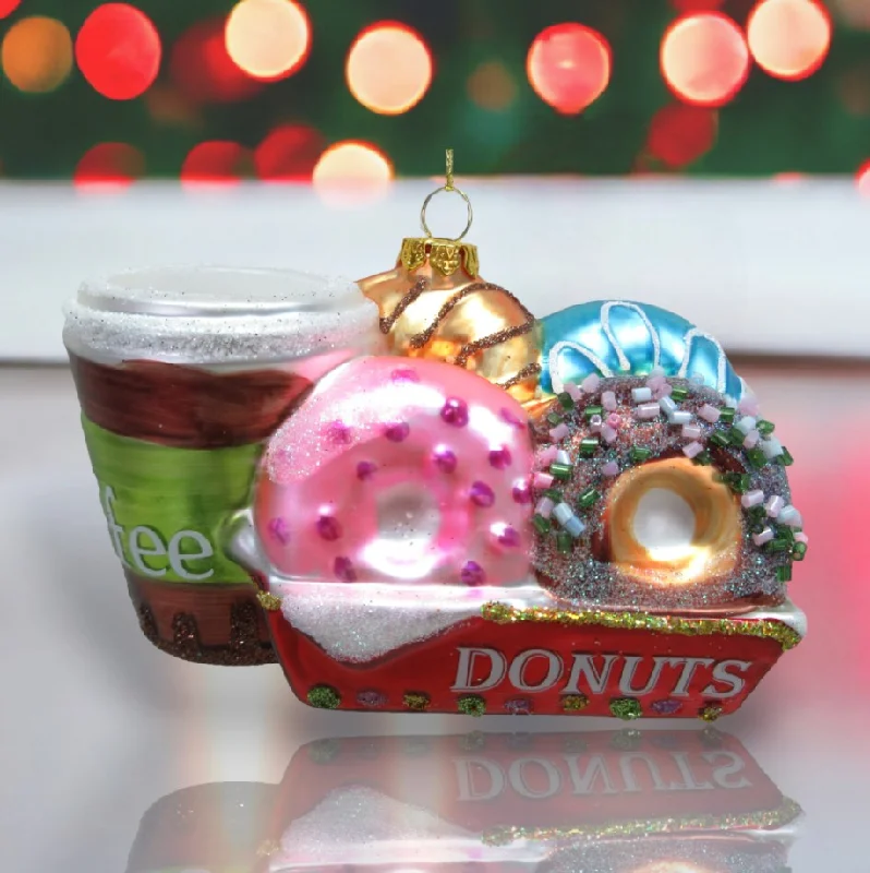 Christmas Candy Gift 3" Donuts With Coffee Ornament