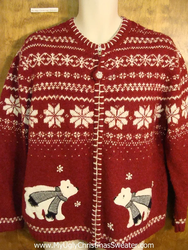 Christmas Wrapped Gifts Dueling Polar Bears 2sided Cute Xmas Sweater