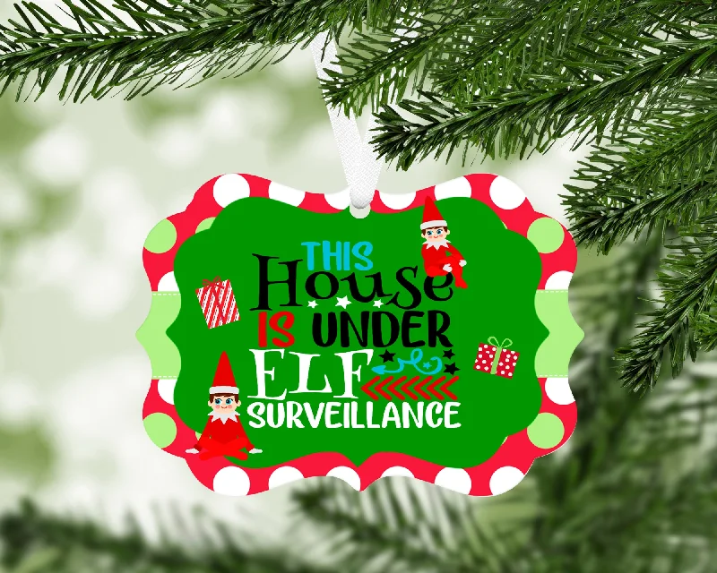 Christmas Cozy Nights Elf Surveillance Ornament with FREE Satin Gift Pouch