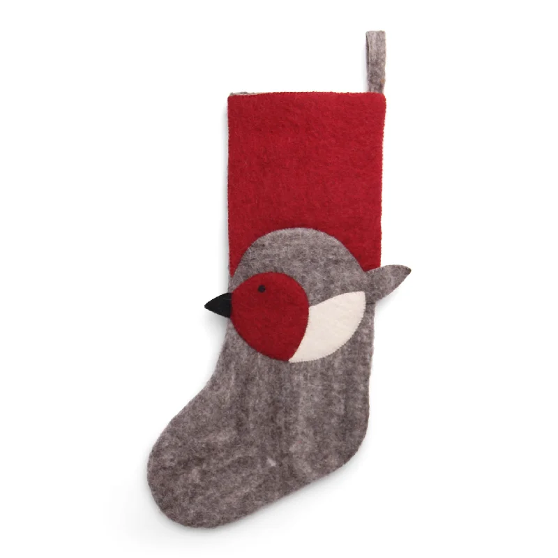 Christmas Joy Felt Christmas Stocking - Bird