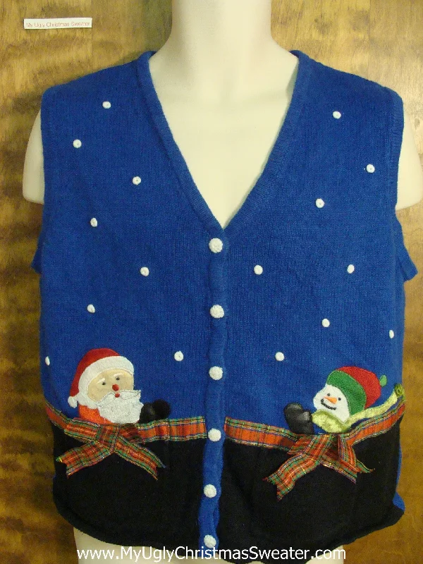 Christmas Tree Shopping Festive Snowman and Santa Funny Ugly Sweater for a Christmas Party