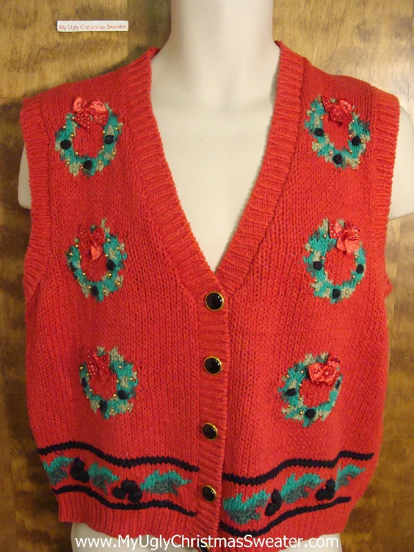 Christmas Snow Globe Festive Wreaths Ugly Christmas Sweater Vest