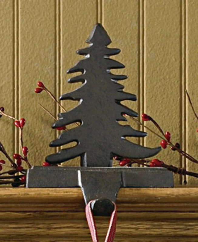 Christmas Feast Fir Tree Stocking Hanger - Iron Finish  Set of 2 Park Designs