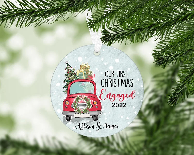 Christmas Wrapped Gifts First Christmas Engaged Ornament With FREE Velvet Pouch
