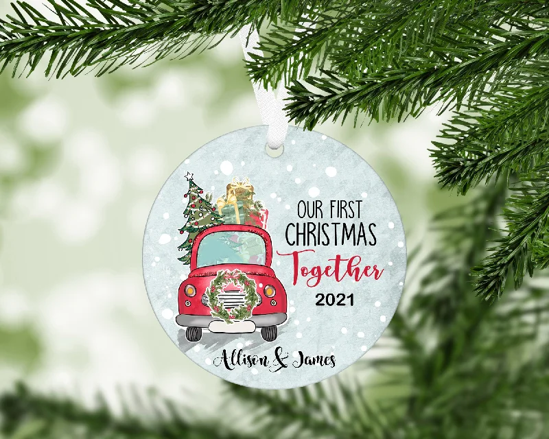Christmas Lights Display First Christmas Married Ornament With FREE Velvet Pouch