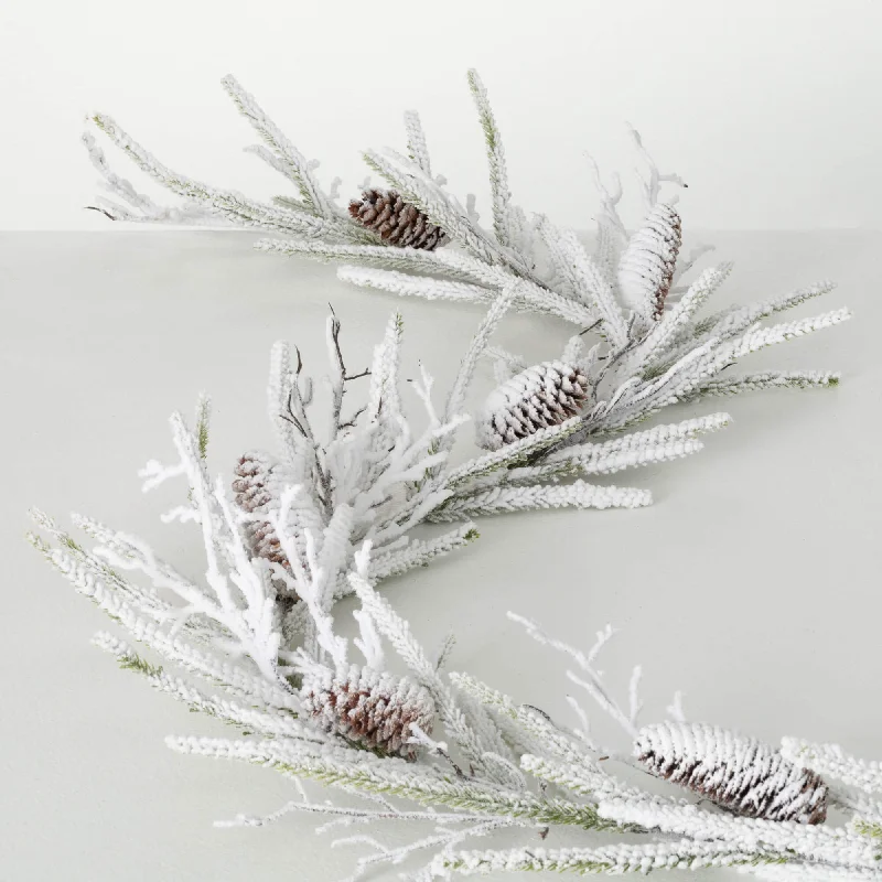 Christmas Wrapping Flocked Pine Twig Garland