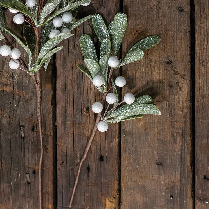 Christmas Hot Chocolate Frosted Mistletoe Pick