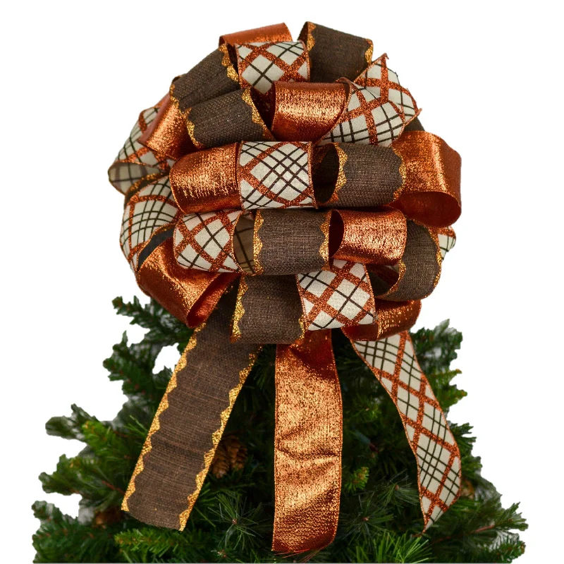 Christmas Snowflakes Fall Thanksgiving Bow - Lantern Topper Bow - Present Bow