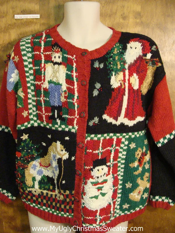 Christmas Star Decorations Fun 80s Cute Xmas Sweater with Nutcracker and Horse