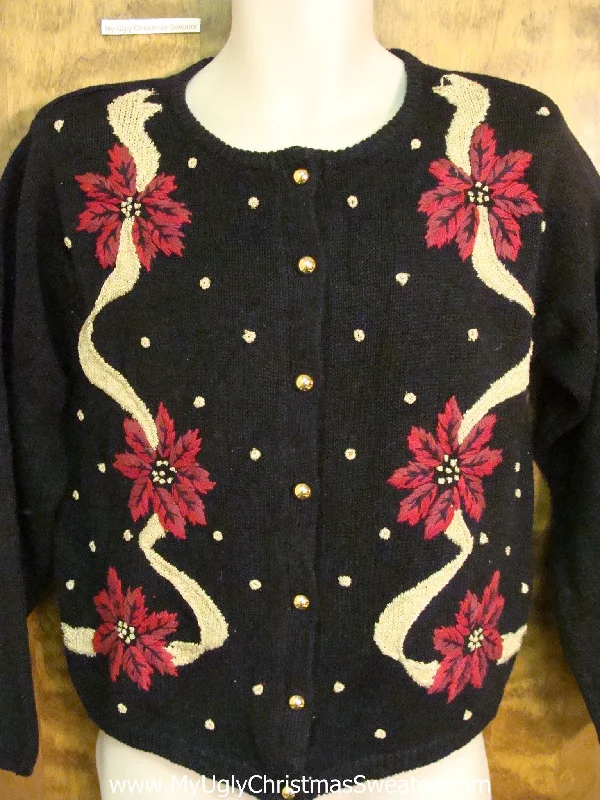 Christmas Chocolate Delights Fun 80s Poinsettias Corny Cheesy Christmas Sweater