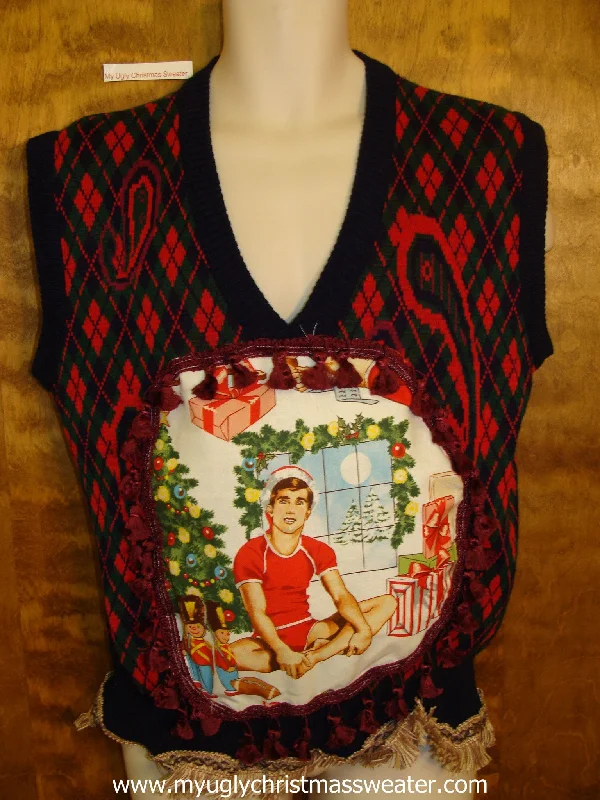 Christmas Baking Family Funny Argyle Mens Hottie Guy Ugly Christmas Sweater Vest