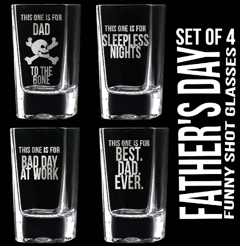 Christmas Fireplace Gift for Dad Set of 4 Father's Day Shot Glasses Dad to the Bone Best Dad Ever Funny Shot Glasses Gift Idea for Dad, Daddy, Humor for Father Christmas Fireplace Gift for Dad Set of 4 Father's Day Shot Glasses Dad to the Bone Best Dad Ever Funny Shot Glasses Gift Idea for Dad, Daddy, Humor for Father