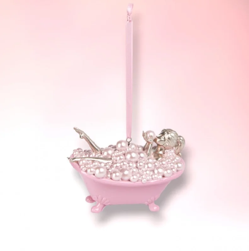 Christmas Stockings Girl In Pink Bathtub Ornament