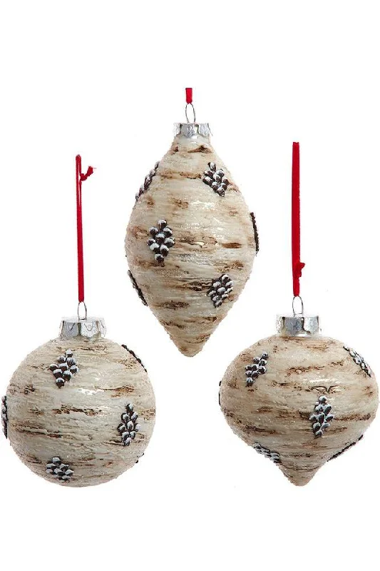 Santa Claus Glass Birch Berries Textured Ornament