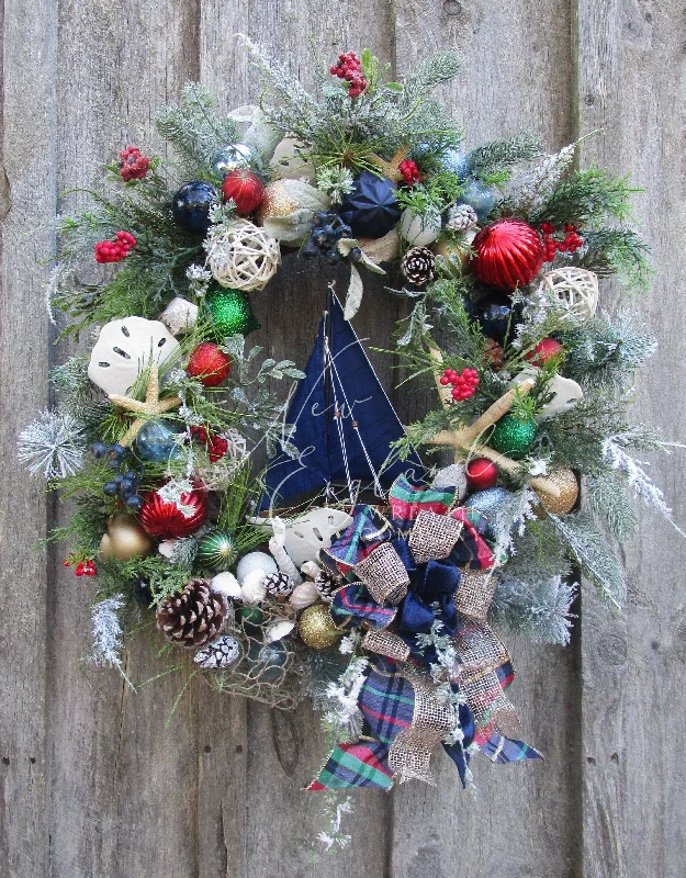 Santa Claus Gloucester Holiday Sailboat Wreath