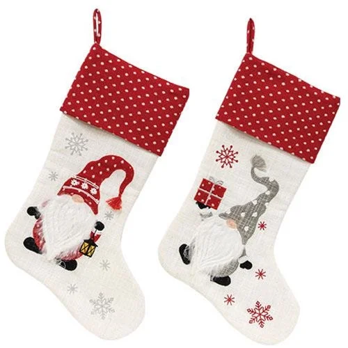 Christmas Snowflakes Gnome Stocking, 2 Asstd. sold individually