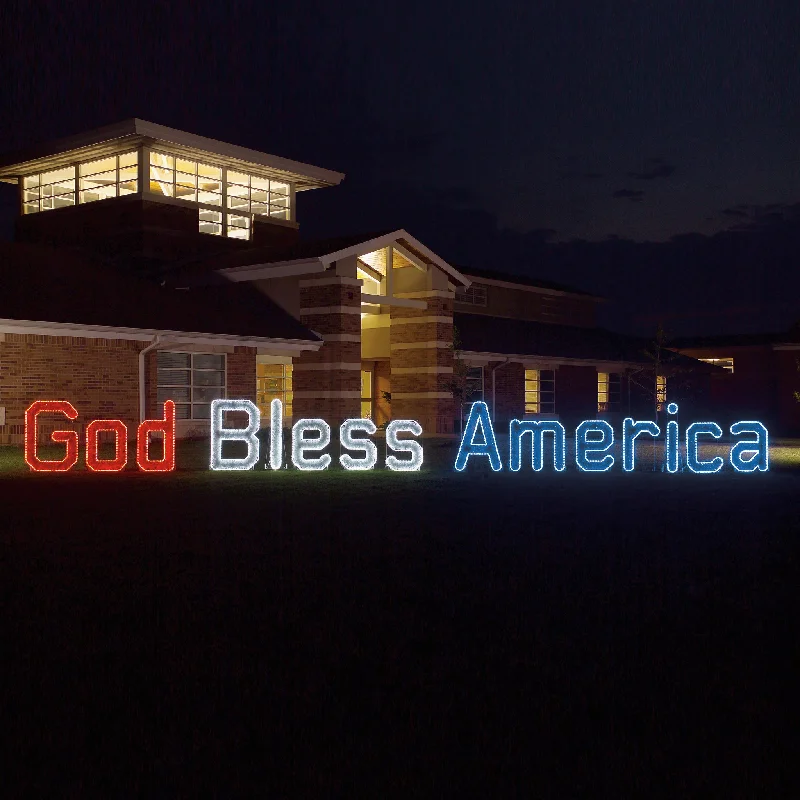 Christmas Baking God Bless America Sign (Rope light with Garland) (1113-N)*SOLD OUT FOR 2024 SEASON- Pre order now for next year* Christmas Baking God Bless America Sign (Rope light with Garland) (1113-N)*SOLD OUT FOR 2024 SEASON- Pre order now for next year*