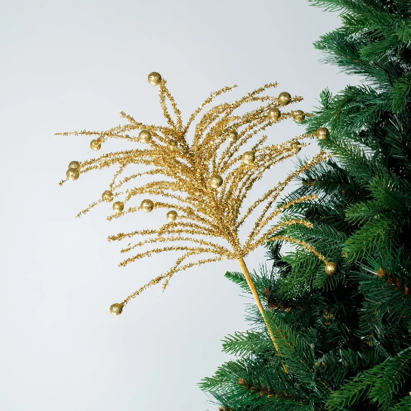 Christmas Sleigh Ride Gold Blooming Spray Pick
