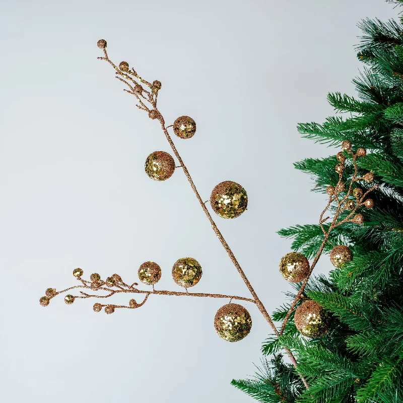 Christmas Red Stockings Gold Festive Ball Pick with Glitter