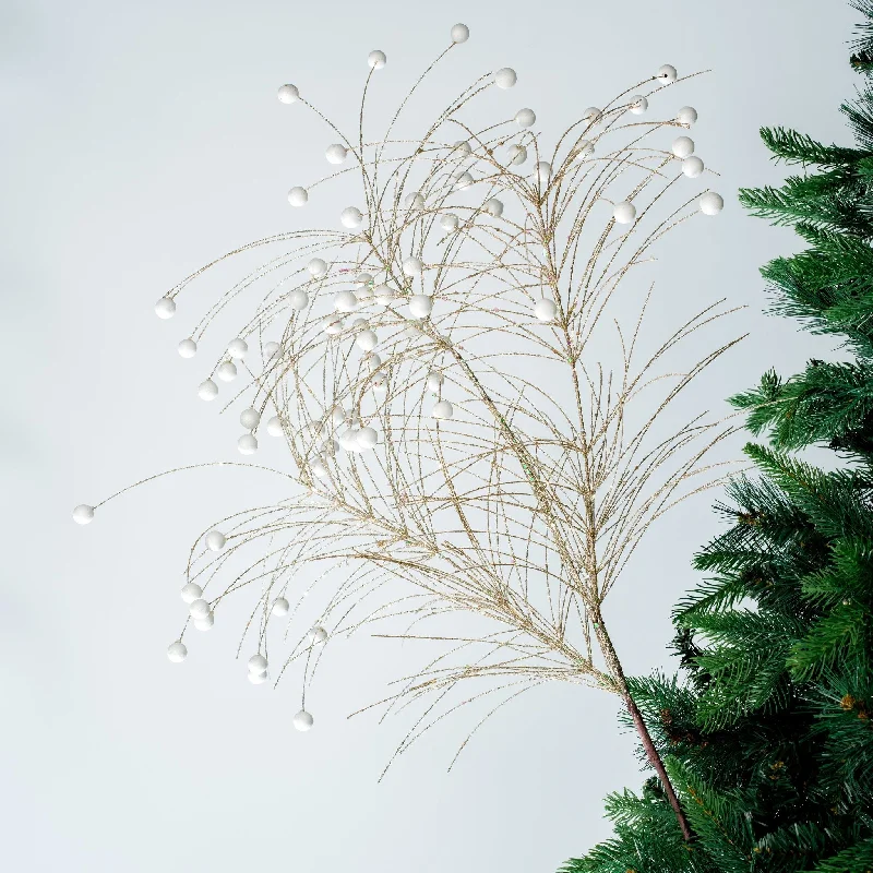 Christmas Chilly Nights Gold Festive Spray Pick with Pearls