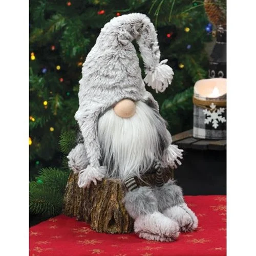 Christmas Cinnamon Rolls Gray Fur Hat Dangle Leg Gnome