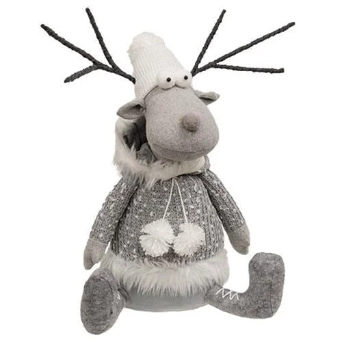 Christmas Tree Decorations Gray Winter Reindeer with Hoodie Sitter