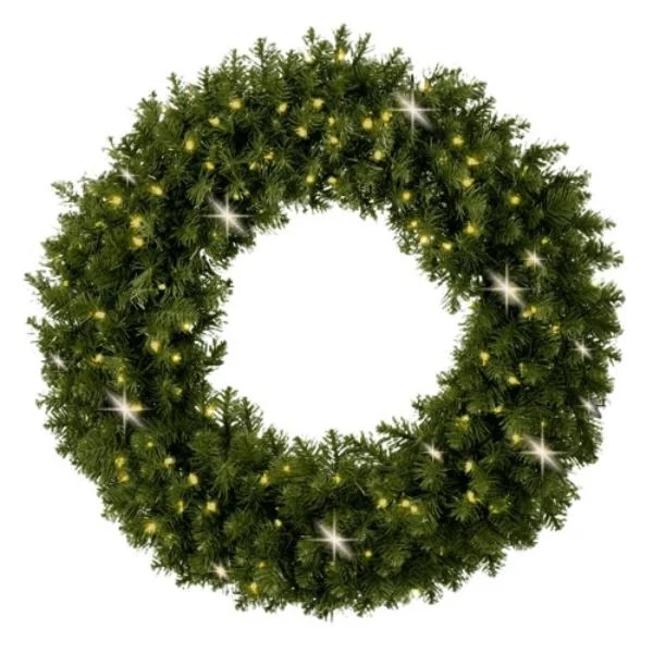 Christmas Wonderland Green Wreath with Warm White LED Lights | Undecorated