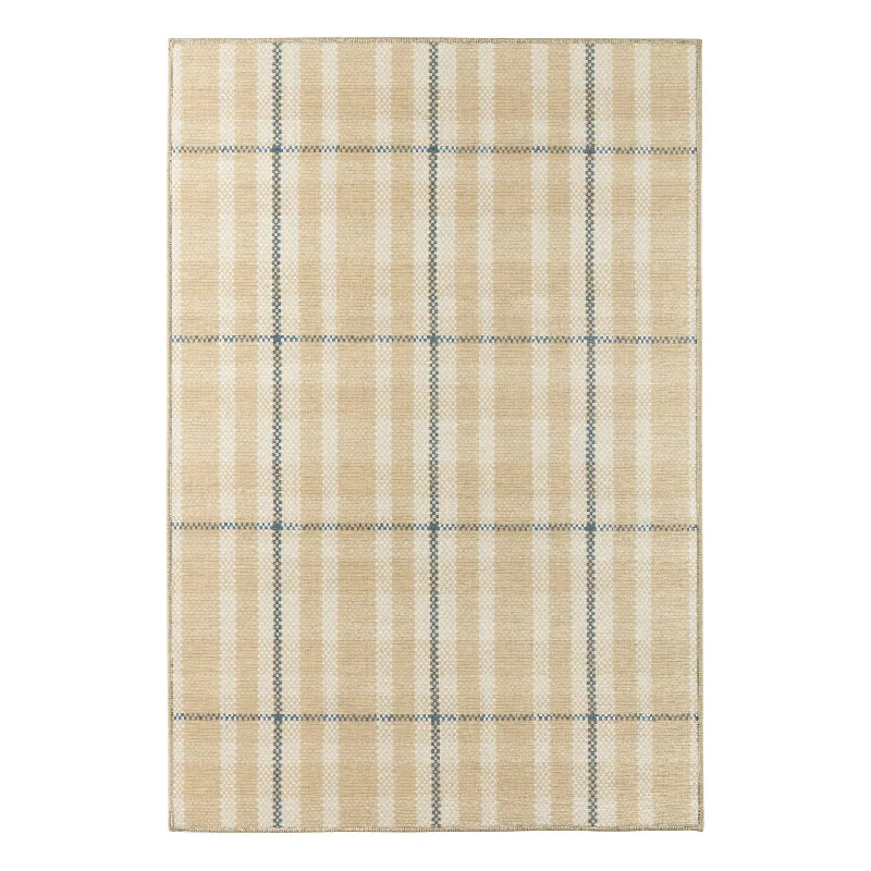 Christmas Baking Ideas Hallie Plaid Khaki Machine Washable Rug