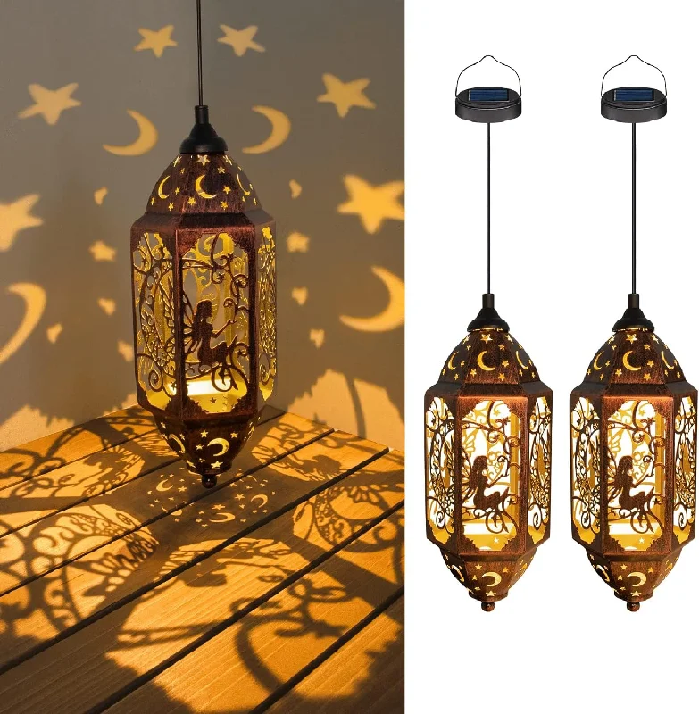Christmas Garland Hanging Solar Fairy Lanterns Outdoor Waterproof, Large Moon Metal Decorative Solar Lights for Patio, Yard, Pathway, Garden Décor, Birthday Gifts, Christmas Gift (2Pack, Red Copper) Christmas Garland Hanging Solar Fairy Lanterns Outdoor Waterproof, Large Moon Metal Decorative Solar Lights for Patio, Yard, Pathway, Garden Décor, Birthday Gifts, Christmas Gift (2Pack, Red Copper)