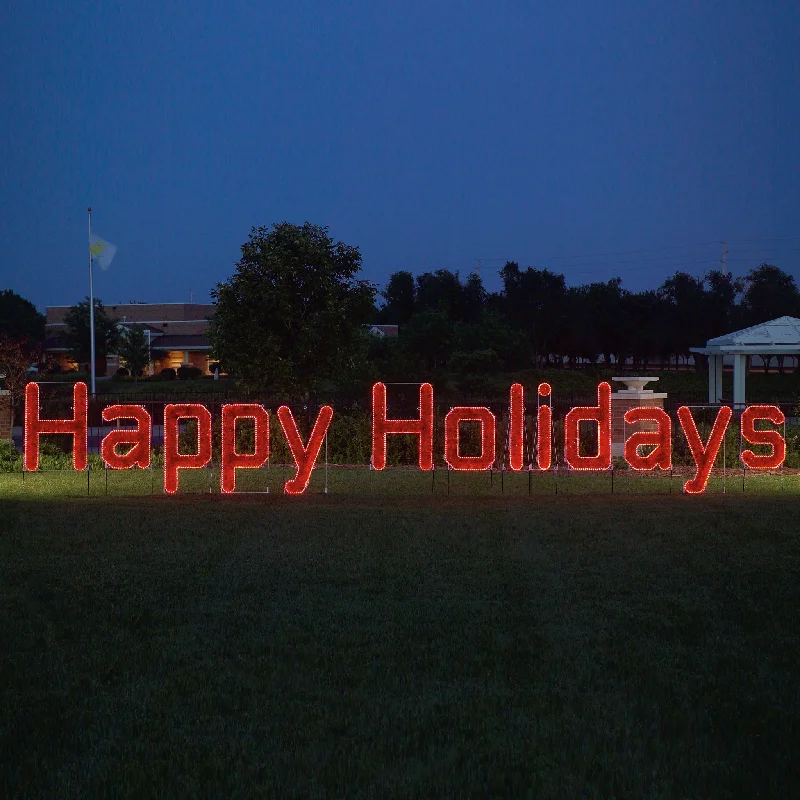 Holiday Treats Happy Holidays Sign (Ropelight with Garland) - Red (1111-R)