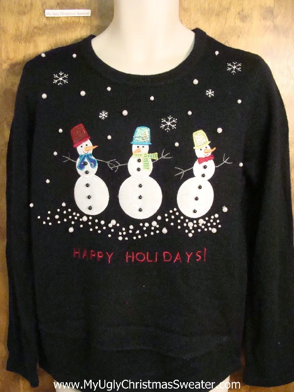 Christmas Traditions HAPPY HOLIDAYS Snowman Cute Holiday Sweater