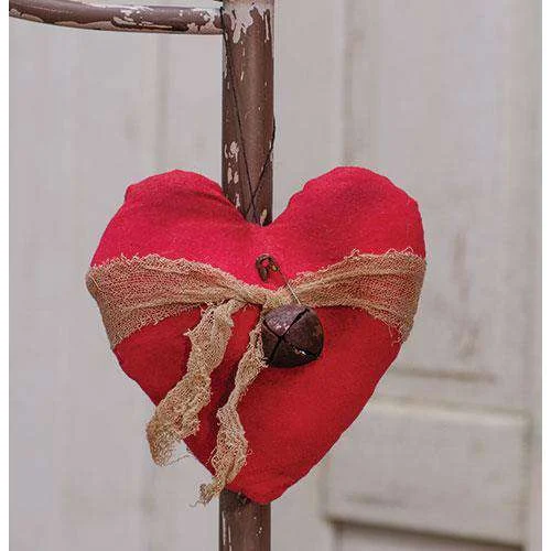 Christmas Cocoa Heart Ornament w/ Rusty Bell