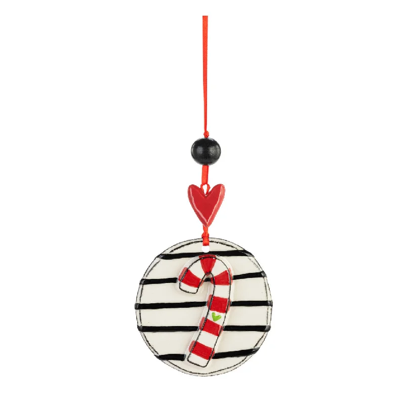 Christmas Snowman Candy Cane & Stripes Ornament