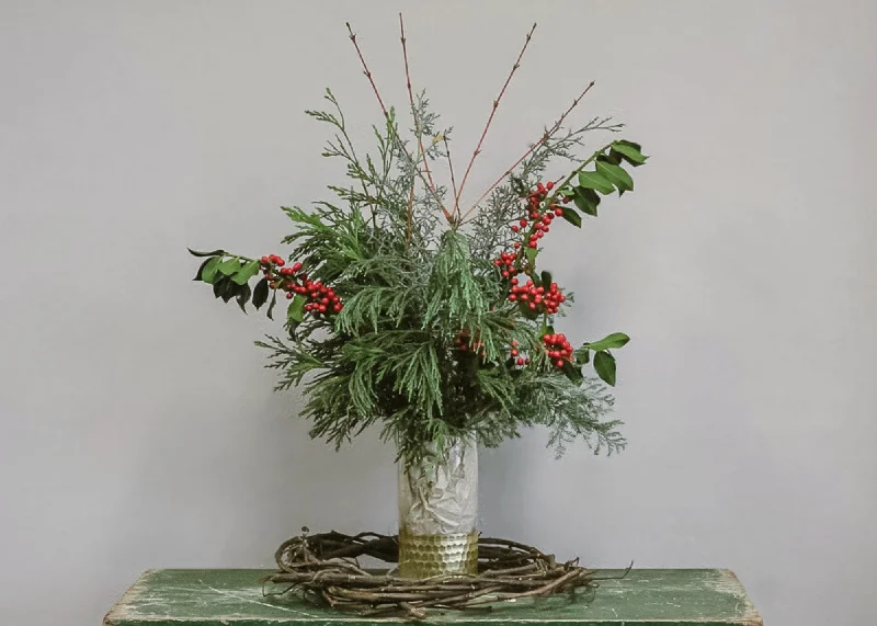 Christmas Cozy Nights Holiday Bouquet - Evergreen & Ember Bouquet