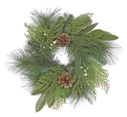 Christmas Snowy Pathways HOLIDAY FRESH TABLE WREATH, 3"; PE/PVC, GREEN