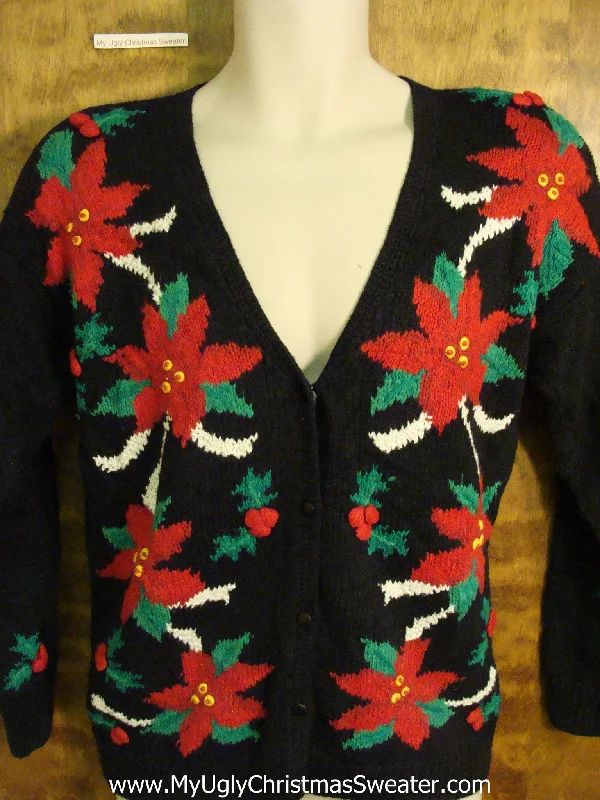 Christmas Star Horrible 80s Poinsettias Christmas Sweater