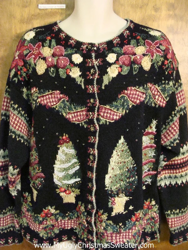 Christmas Jolly Vibes Horrible 80s Trees Corny Cheesy Christmas Sweater
