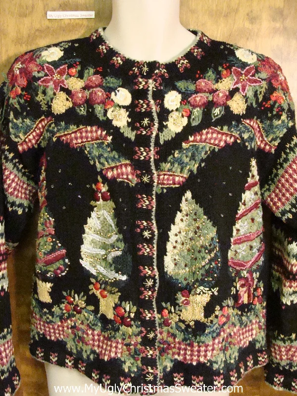Christmas Happy Moments Horrible 80s Trees Corny Cheesy Christmas Sweater