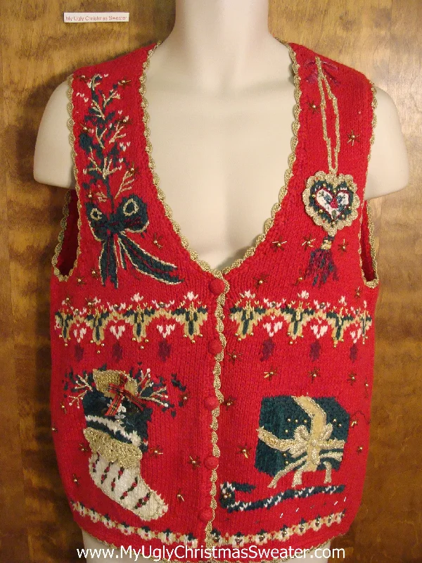Christmas Holiday Excitement Horrible Ornate Ugly Christmas Sweater Vest