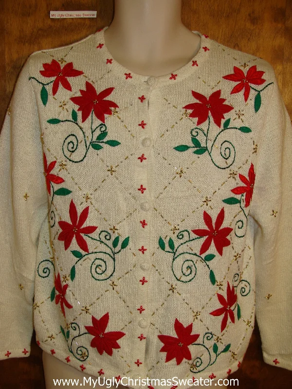 Horrible Red Poinsettias 2sided Ugliest Christmas Sweater