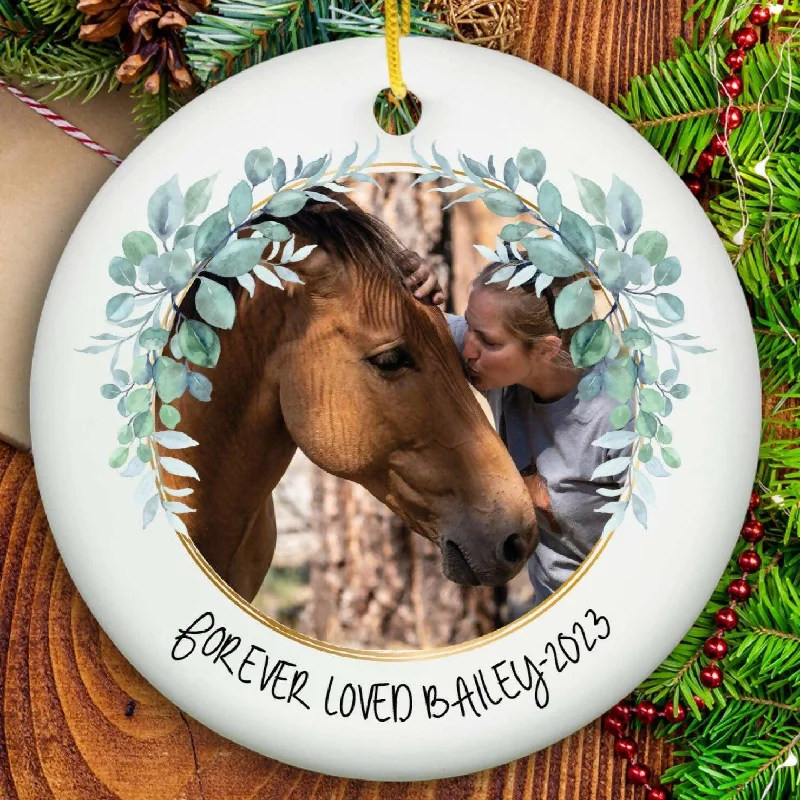 Christmas Sleigh Ride Horse Memorial Ornament - Ceramic