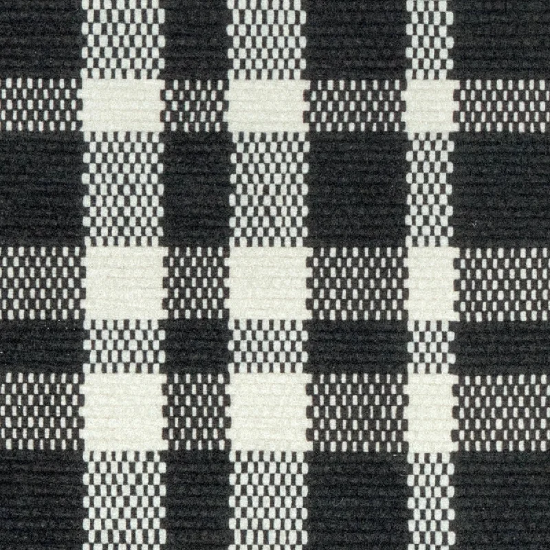 Christmas Snowfall Houston Plaid Black Machine Washable Rug Swatch